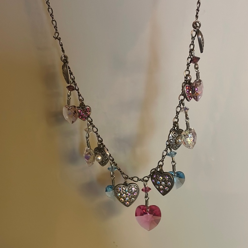 Sparkly crystal heart charm necklace